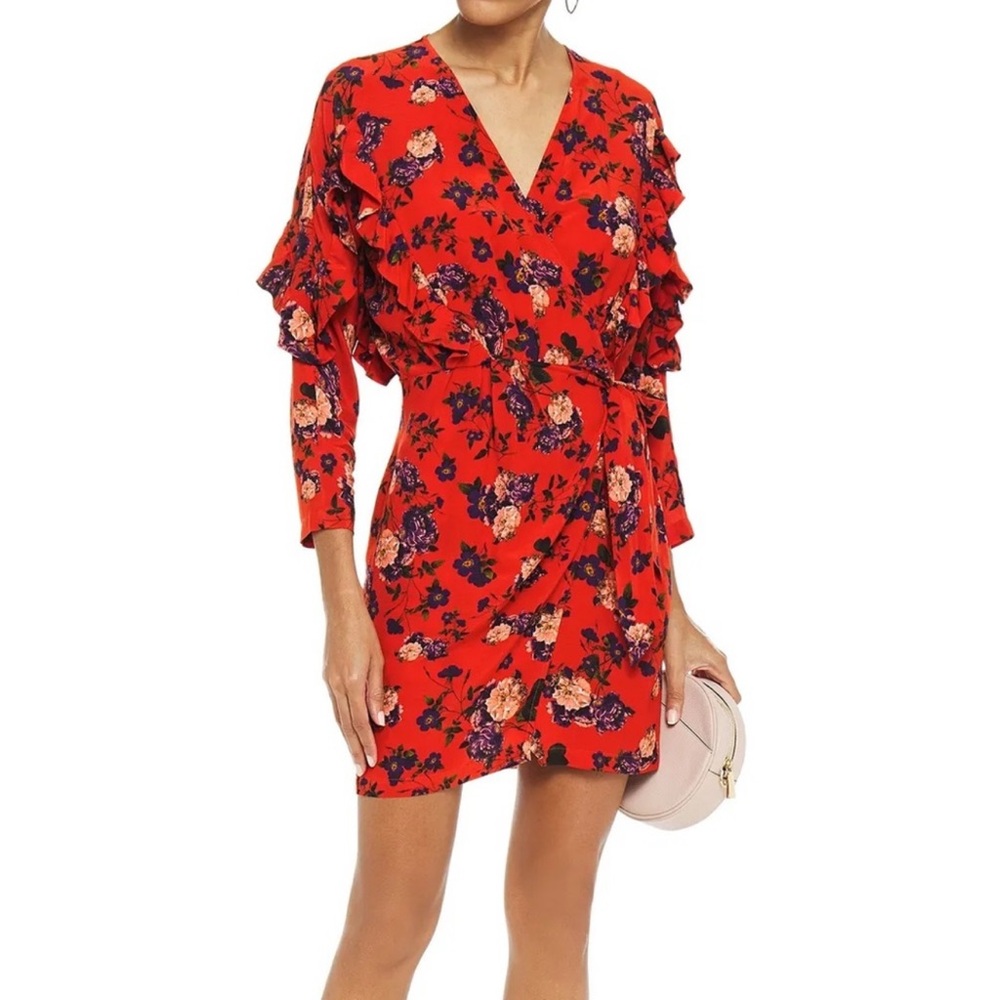 Floral Ruffle Wrap Dress
